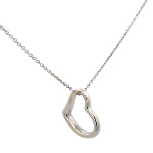 18K White Gold 18 in. Open Heart Necklace