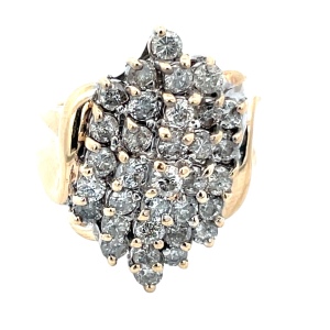 Diamond Cluster Gold Ring 1.98ctw 14kyg 9.3g Size: 6