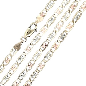 10K Tri-Color Gold 22 in. Valentino Style Chain 7.1g