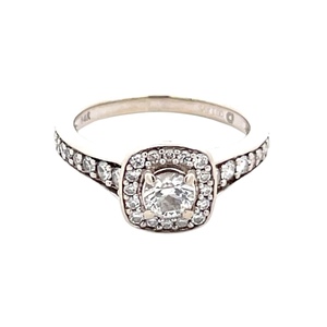 Ladies 14K White Gold 1.0CTW Diamond Halo Engagement Ring SZ:8