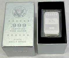State Vault Brick Kansas (5) .999 Fine Silver Bars in Box