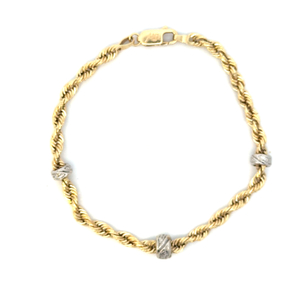 14K Yellow Gold 7-1/4 in. 3mm Rope Bracelet