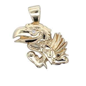 14K Yellow Gold KU Jayhawk Solid Gold Pendant 8.5g