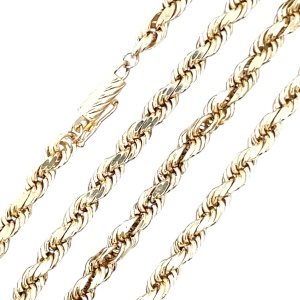 14K Yellow Gold 24 in. Solid Diamond-cut Rope Chain 41.7g