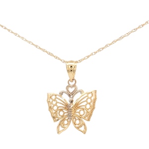 14K Two-Tone Gold 21 in. Butterfly Necklace 2.3g
