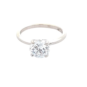 Ladies 10K White Gold 1-1/2Ct Lab Diamond Solitaire Ring SZ:7