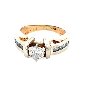Diamond Engagement Channel Setting Ring 0.71ctw 14k Yellow Gold 6.6g Size: 5.5
