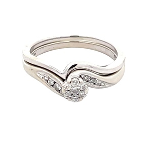 10K White Gold 1/3CTW Diamond Two-Piece Bridal Set SZ:6.5
