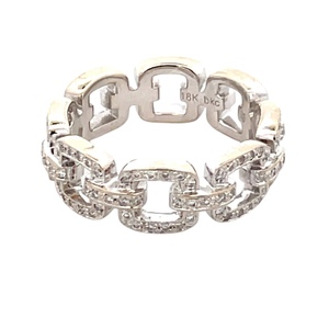 18K White Gold 1.0CTW Diamond Chain Link Style Ring SZ:5.5