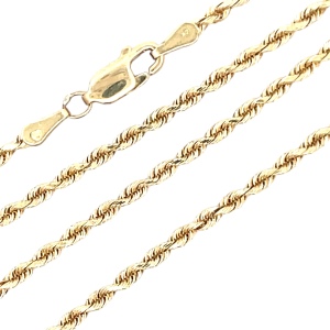 14K Yellow Gold 25 in. Diamond-Cut Hollow Rope Chain 8.7g