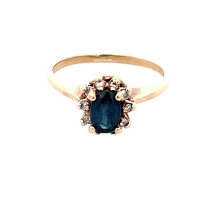 1/10ctw Diamond and Synthetic Sapphire Ring 10KYG 1.8g Size: 6