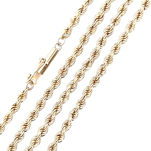 24" Rope Gold Chain 14k Yellow Gold 14g