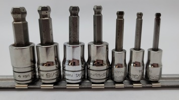 7/8pc Combination Drive SAE Standard Ball Hex Bit Socket Set -Missing Bit