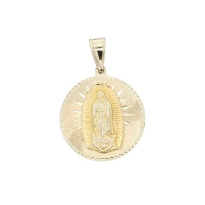 10K Yellow Gold Holy Mary 2-1/4" Disc Pendant 9.6g