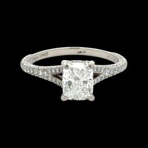 Joseph Jewelry Platinum 2.0CTW Lab-Grown Radiant Diamond Hidden Halo Bridal Set SZ: 7.5