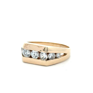 Gents 14K Yellow Gold Cubic Zirconia Wedding Band SZ: 10
