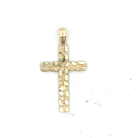 10K Yellow Gold 1-1/4 in. Nugget Cross Pendant .8g