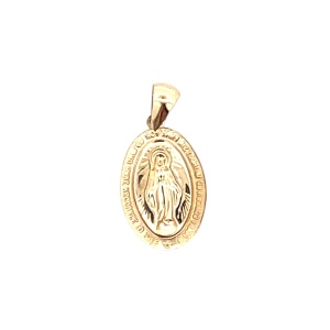 10K Yellow Gold 7/8 in. Holy Mary Pray For Us Pendant