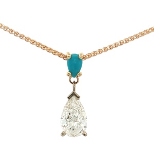 14K Yellow Gold .90Ct Pear Diamond Necklace 3.9g