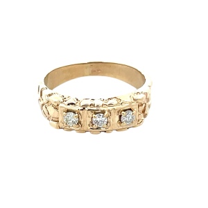 Nugget Gold and Diamond Band 0.30ctw 10k Yellow Gold 4.3g Size: 9