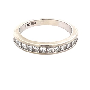 14K White Gold 1/2CTW Princess Diamond Band SZ:7.5