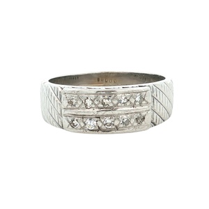Gents Vintage 14K White Gold 1/4CTW 10-Diamond Wedding Band SZ:7.5