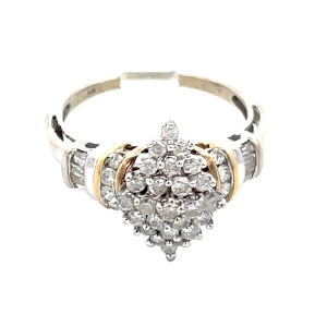 10K White Gold 1/3CTW Diamond Cluster Ring SZ:9