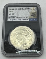 1923 Silver Peace Dollar NGC MS63 Original Bag Fragment Series