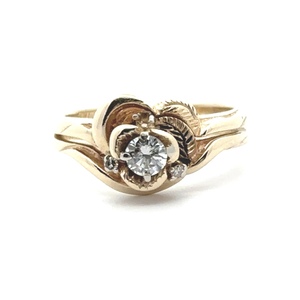 Diamond Solitaire Gold Fashion Ring 1/5ctw 14k Yellow Gold 5.27g