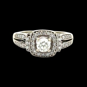14K White Gold 1.00CTW Diamond Halo Engagement Ring SZ: 5.5