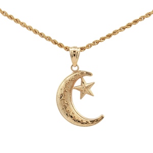 10K Yellow Gold Moon & Star 19 in. Necklace 2.5g