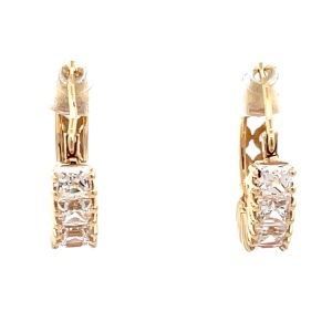 14K Yellow Gold Cubic Zirconia Crystal Earrings