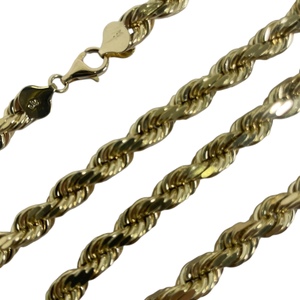 14K Yellow Gold 22 in. 8.0mm Solid Diamond Cut Rope Chain 117.3g