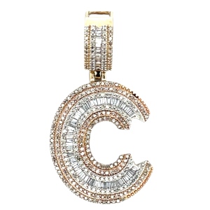 10K Yellow Gold  1.0CTW Diamond "C" Pendant