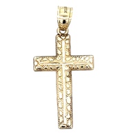 10K Yellow Gold  Textured Cross Pendant