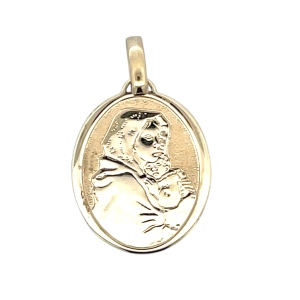 18K Yellow Gold Stella Mother & Child Oval Disc Pendant