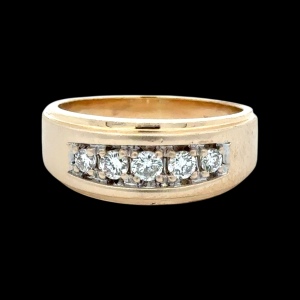 Gents 14K Yellow Gold 1/2CTW 5-Diamond Wedding Ring SZ:9