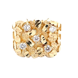 10K Yellow Gold 1/2CTW Diamond Nugget Ring SZ:10
