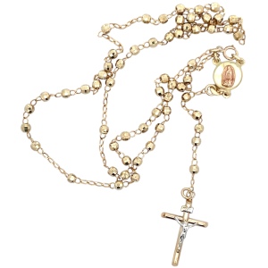10K Yellow Gold 20 in. Beaded Rosary With Crucifix 7.3g