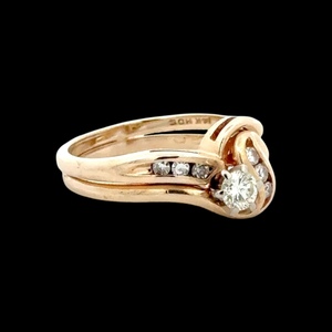 Ladies 14K Yellow Gold 1/4CTW Diamond Two-Piece Bridal Set SZ:6