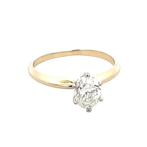 14K Yellow Gold 1.0Ct Oval Lab Diamond Solitaire Engagement Ring SZ:6