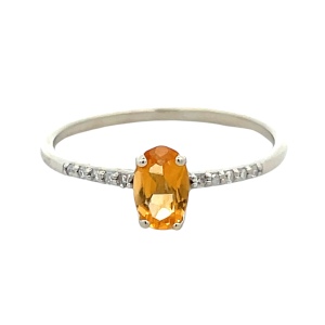 1/10 CTW Diamond and Gemstone Ring 10KWG 1.0G SZ: 6.5