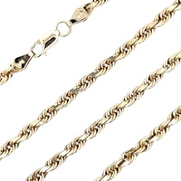 14K Yellow Gold 24 in. 4.2mm Diamond-Cut Solid Rope Chain 29.6g
