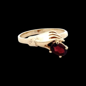 14K Yellow Gold Art-Deco Garnet Gemstone Ring SZ:6