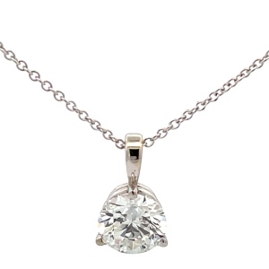 14K White Gold 1-1/2Ct Lab-Diamond 18 in. Necklace 2.3g