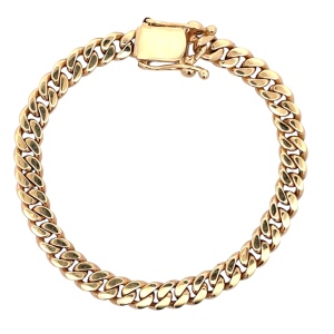 14K Yellow Gold 8 in. 7mm Cuban Link Bracelet 32.6g