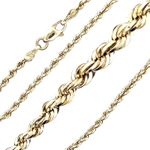 10K Yellow Gold 18 in. Graduated Diamond Cut Hollow Rope Chain 4.3g
