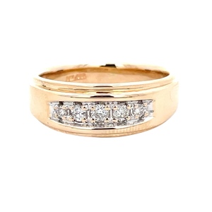 14K Yellow Gold 1/5CTW Diamond Wedding Band 8.0mm SZ:9.5