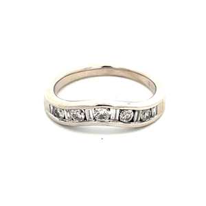 14K White Gold 1/3CTW Diamond Baggette Wave Band SZ:6