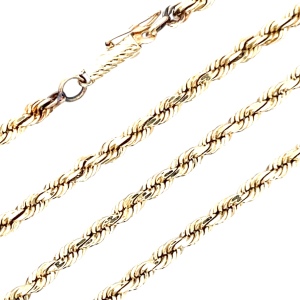 14K Yellow Gold  20 in. 3.4mm Diamond Cut Rope Chain 19.6g